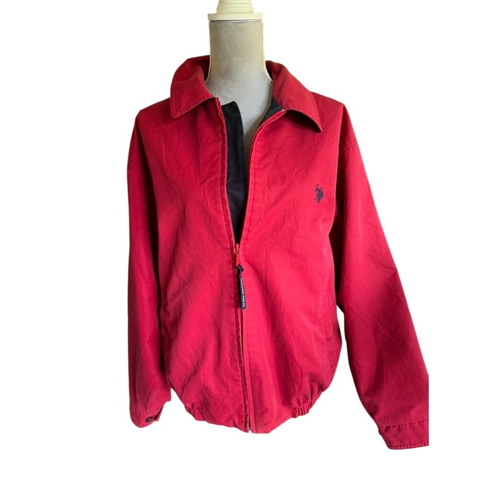 US Polo Assn Harrington Jacket Red Logo Mens Unisex Elastic Hem 42 XL Collar